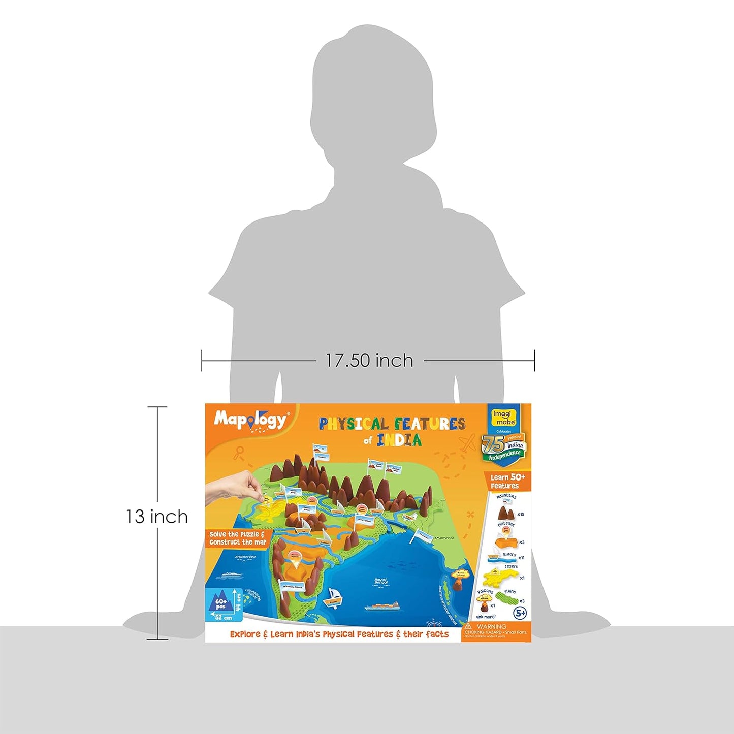 Kid's Mapology - Physical Features of India Learn 50+ Geographical Features(Age 4 Years+ )Educational Toy and Learning Aid Puzzles
