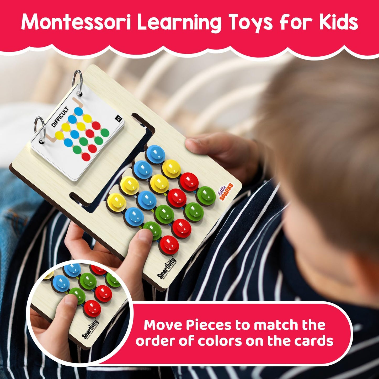 Kids Montessori Slide Puzzle I Color & Pattern Matching Learning Toys for Kids 4-8 Years